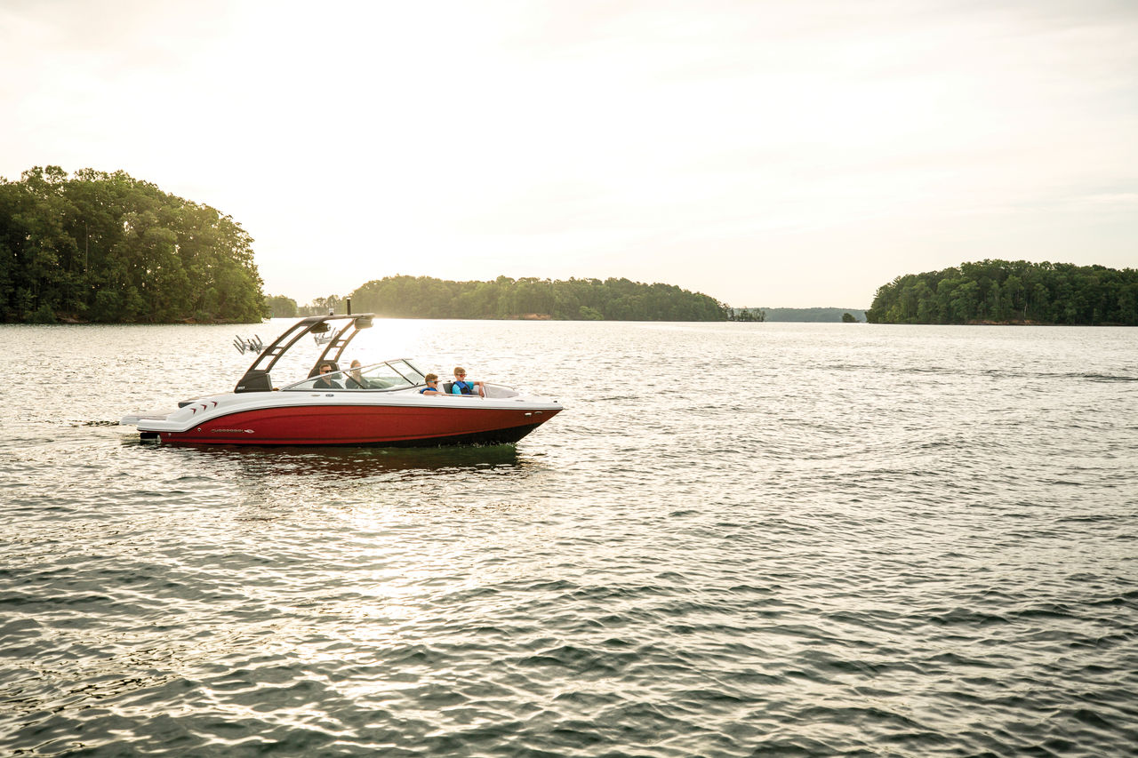 Group smiling on Heyday boat